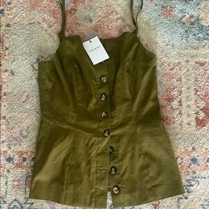 Olive Green Few Moda linen Top